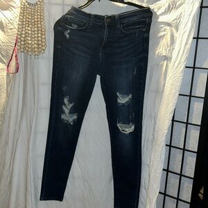 Judy Blue Dark Blue Distressed Skinny Jeans